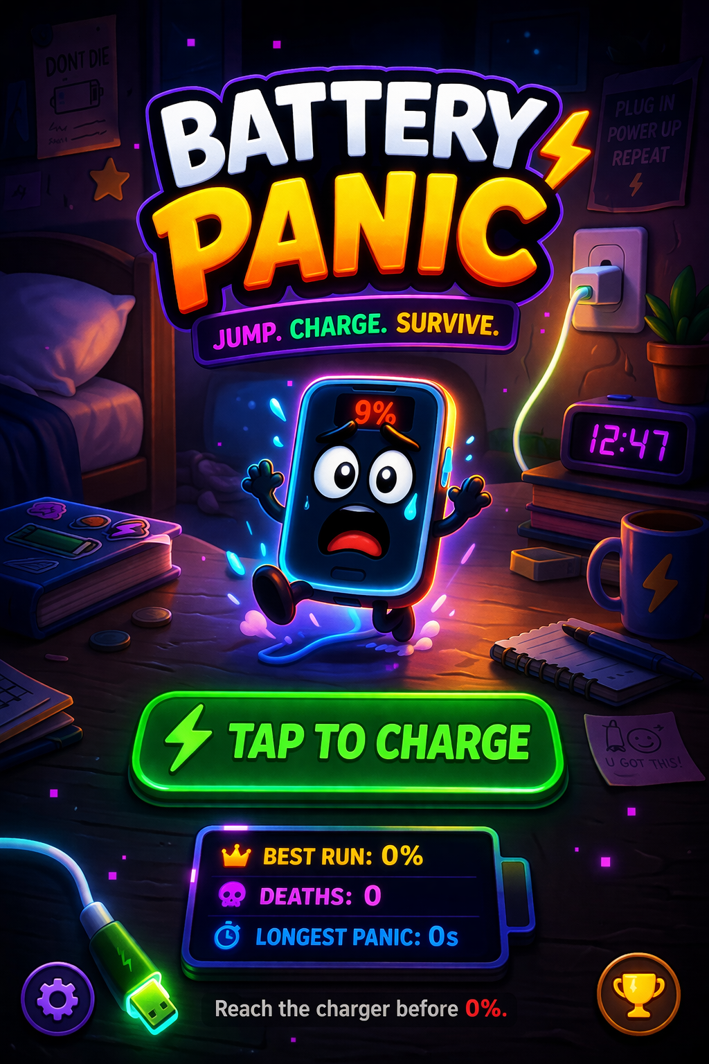 Battery Panic — Title Screen