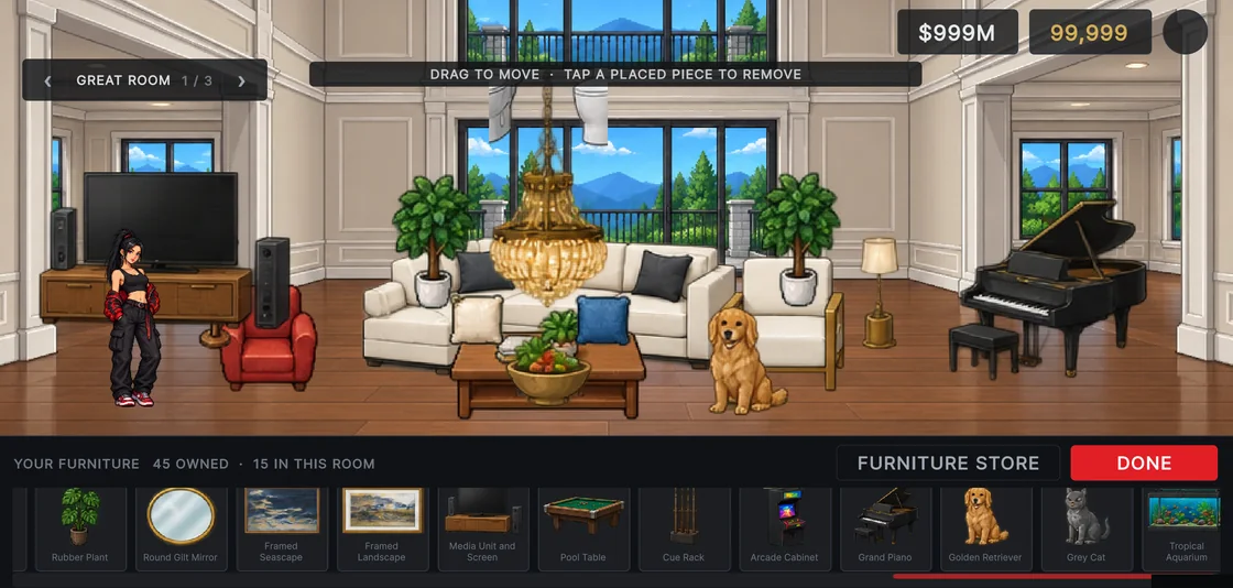 Furnished great room