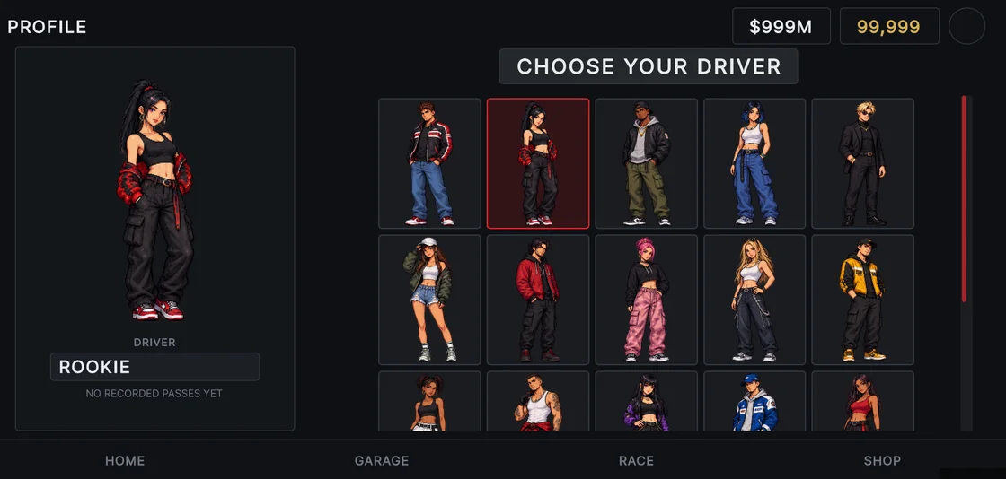 Driver select grid